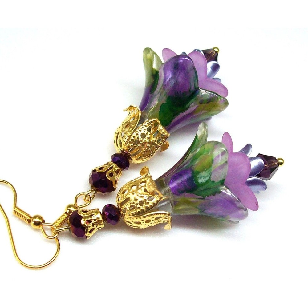 Boho Flower Earrings Dangle, , Hand Painted, Flower Gifts for Mom